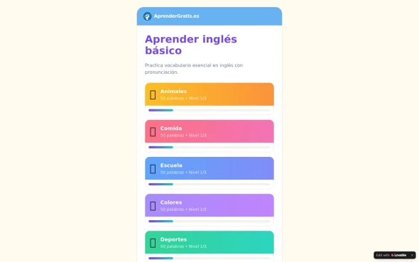 AprenderGratis English Learning App (DUOLINGO style) 화면