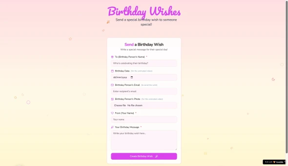 Birthday Wish Generator 화면