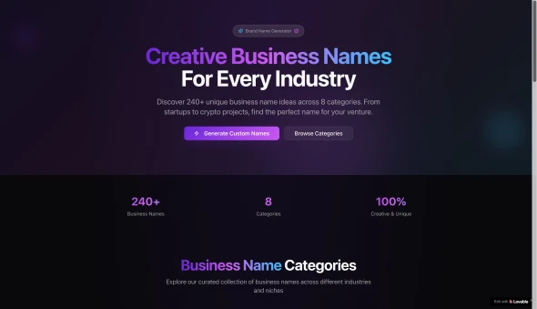 brand name generator 화면