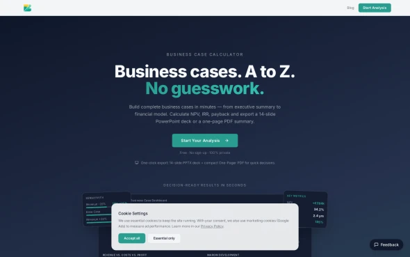 Businesscasez.com 화면
