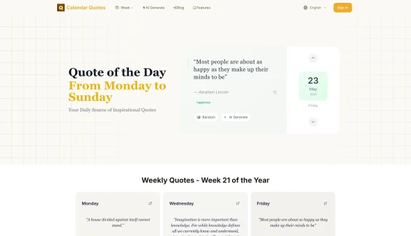 Calendar quotes 화면