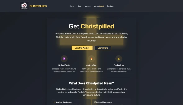 Christpilled.com 화면