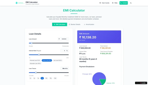 EMI Calculator 화면