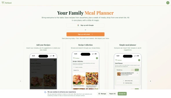 Forkast.in: AI powered Family Meal Planner 화면