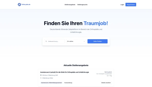 Germany’s leading job platform for orthopedic specialists 화면
