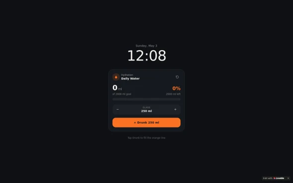 Hydration Hero : water tracker 화면