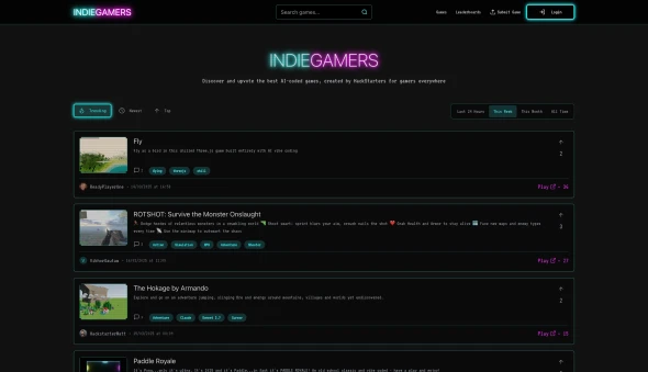 Indie Gamers 화면