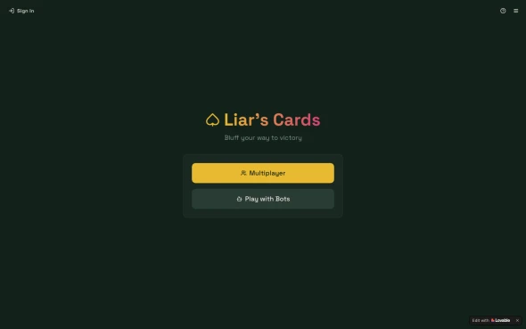 Liar's cards 화면