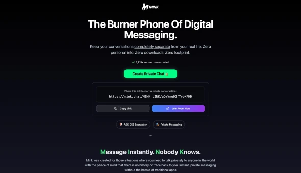 Mink Chat | Instant Anonymous Messaging 화면