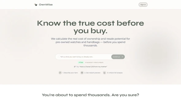 Ownwise - Luxury Purchasing Intelligence 화면