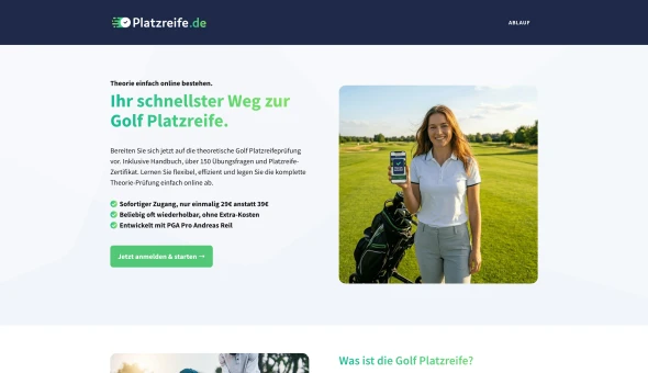 Online golf certification exam 화면