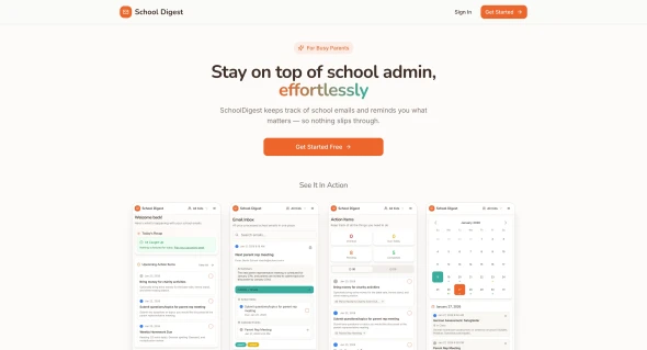 School emails Digest 화면
