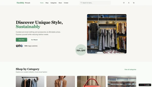 Thirifty threads 화면