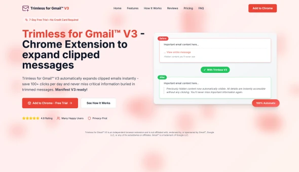 Trimless for Gmail™ V3 화면