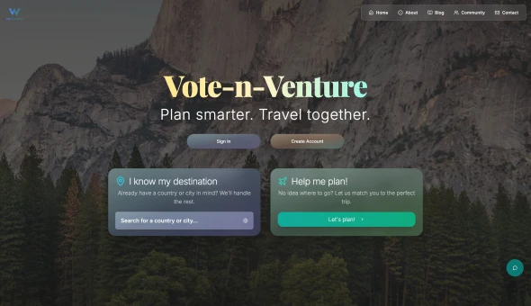Vote-n-Venture 화면