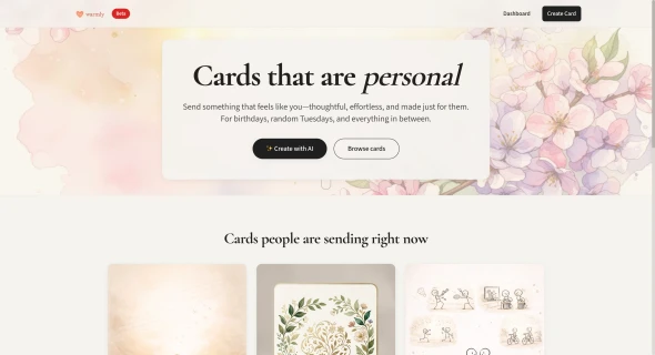 Warmly Cards 화면
