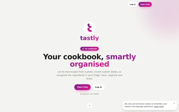 Your cookbook, smartly organised — save, cook and share recipes with AI. 화면