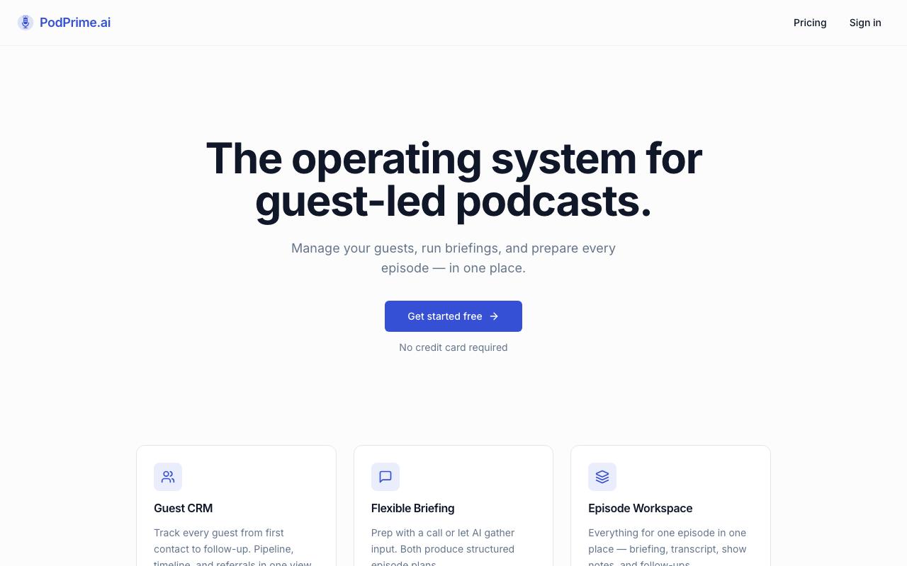 PodPrime.ai 화면