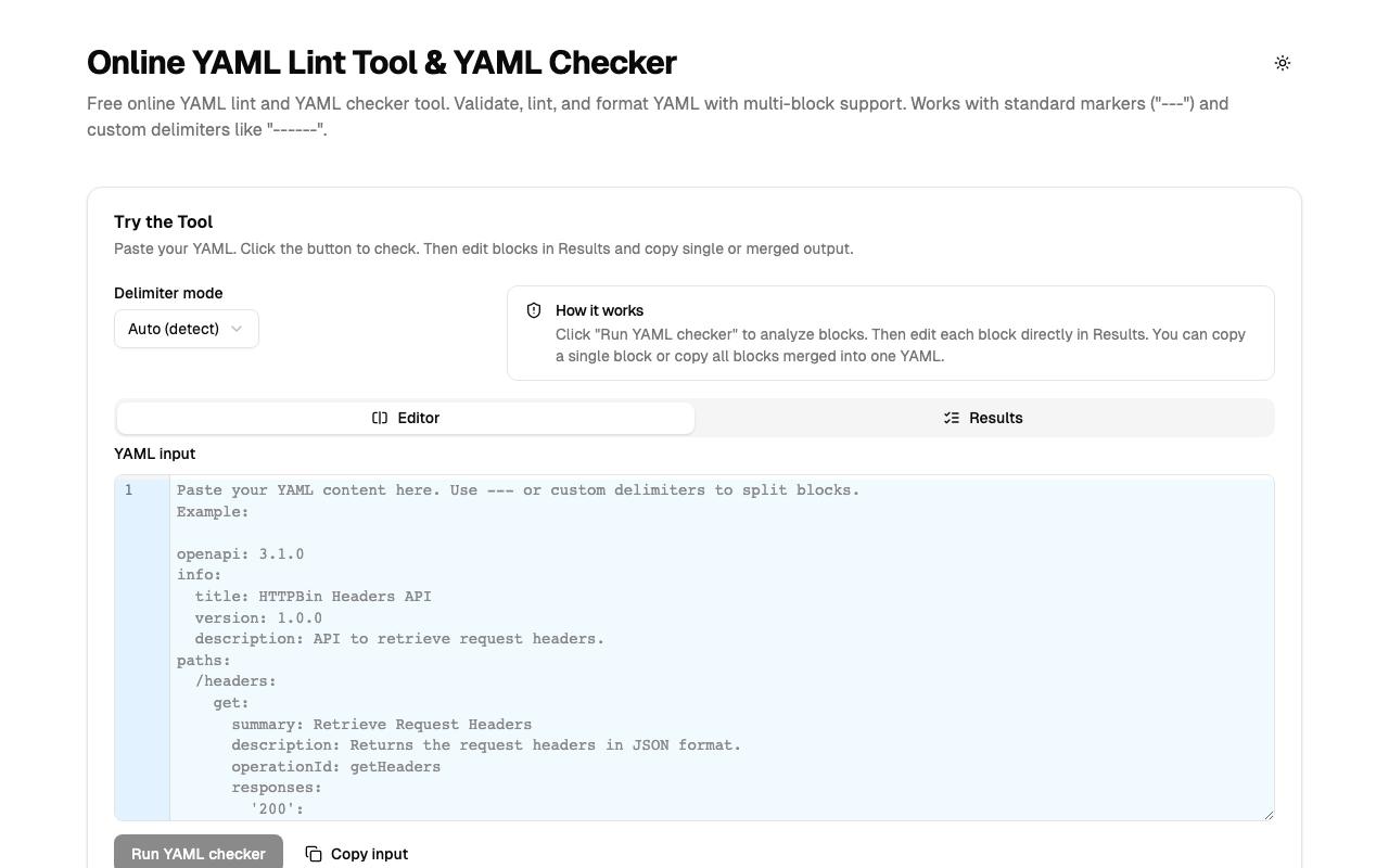 YAML Lint 화면